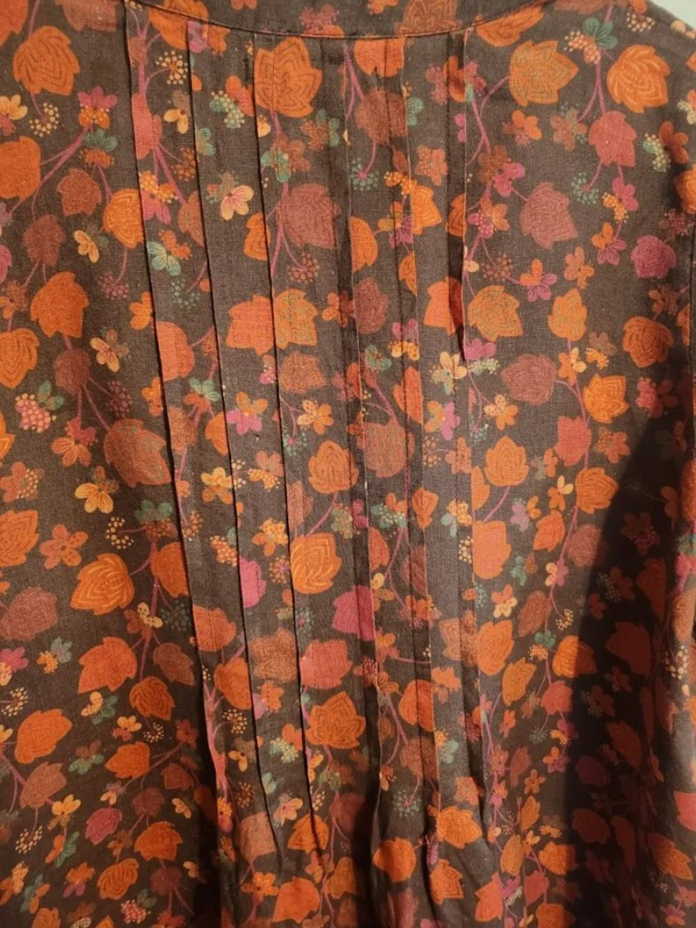 Gudrun Sjogren Linnea Dress 100% hemp Size M Red and Orange Floral Pattern - Picture 6 of 13
